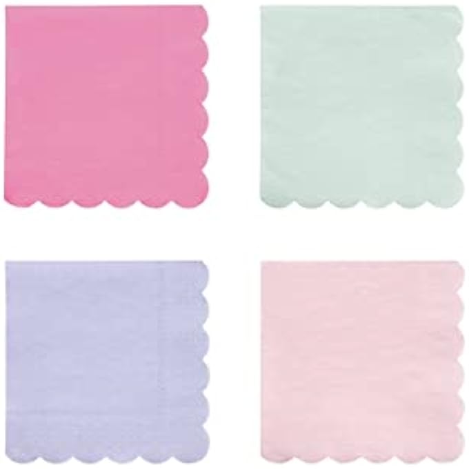 MULTICOLOUR SIMPLY ECO SMALL NAPKINS PACK OF 20ECO-FRIENDLY PASTEL PARTY PAPER NAPKINS WITH SCALLOPED EDGE FOR BIRTHDAY, BABY SHOWER, KIDS, ADULT, PICNIC, TABLE DCOR - Image 1